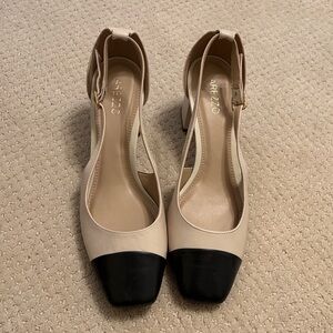 Arezzo Beige and Black Block Heels